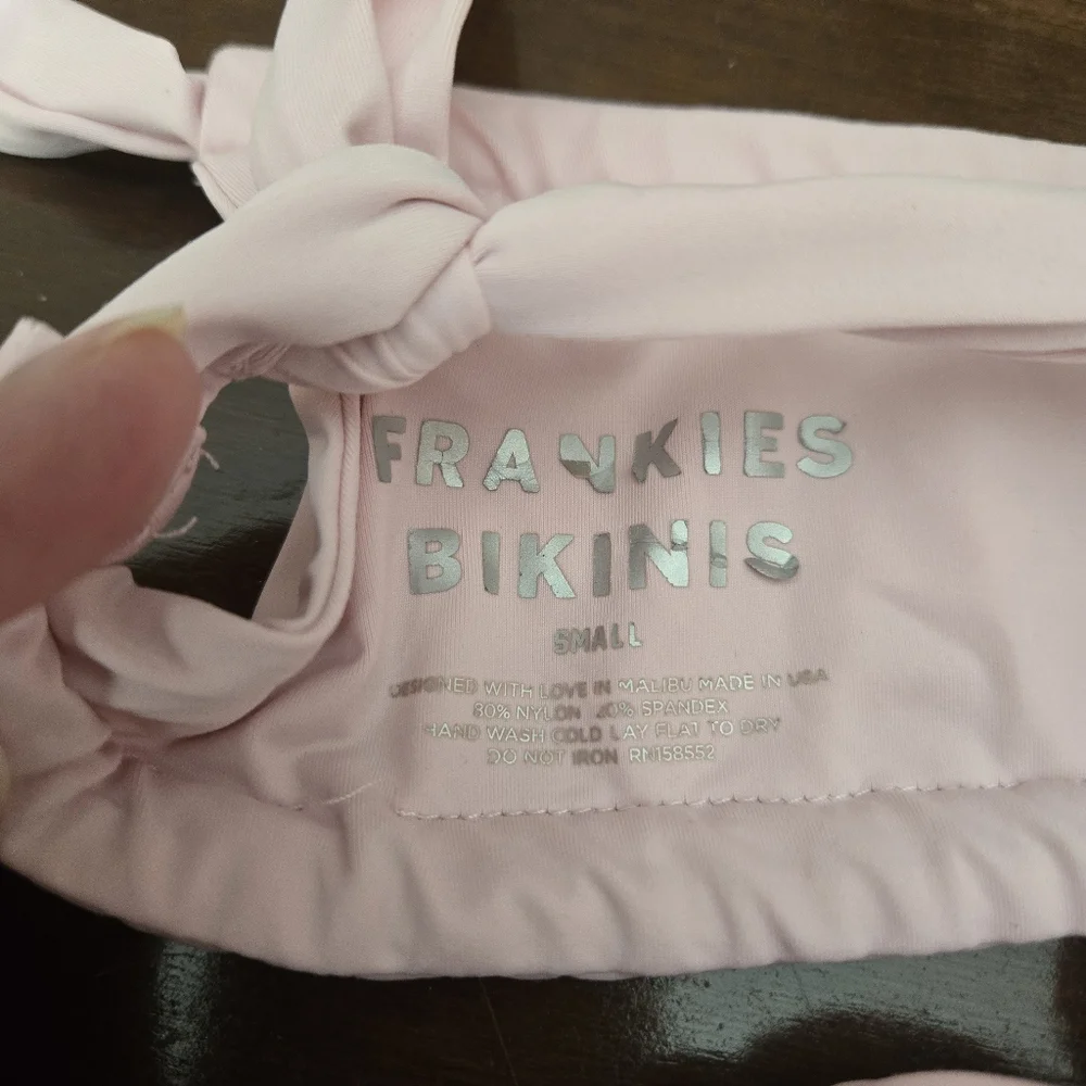 Frankie's Bikinis Pink Cutout Tie-Side Bikini
